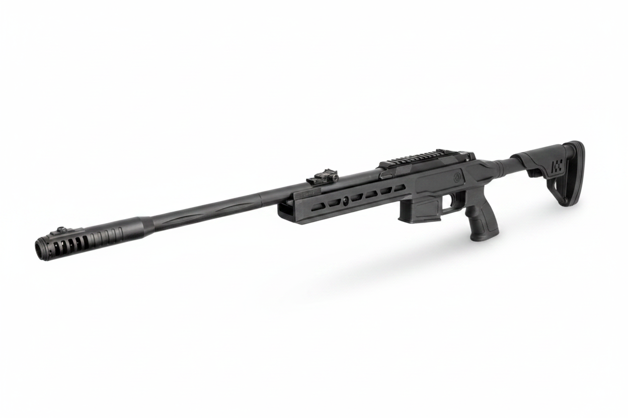 Rifle táctico negro - vista en ángulo